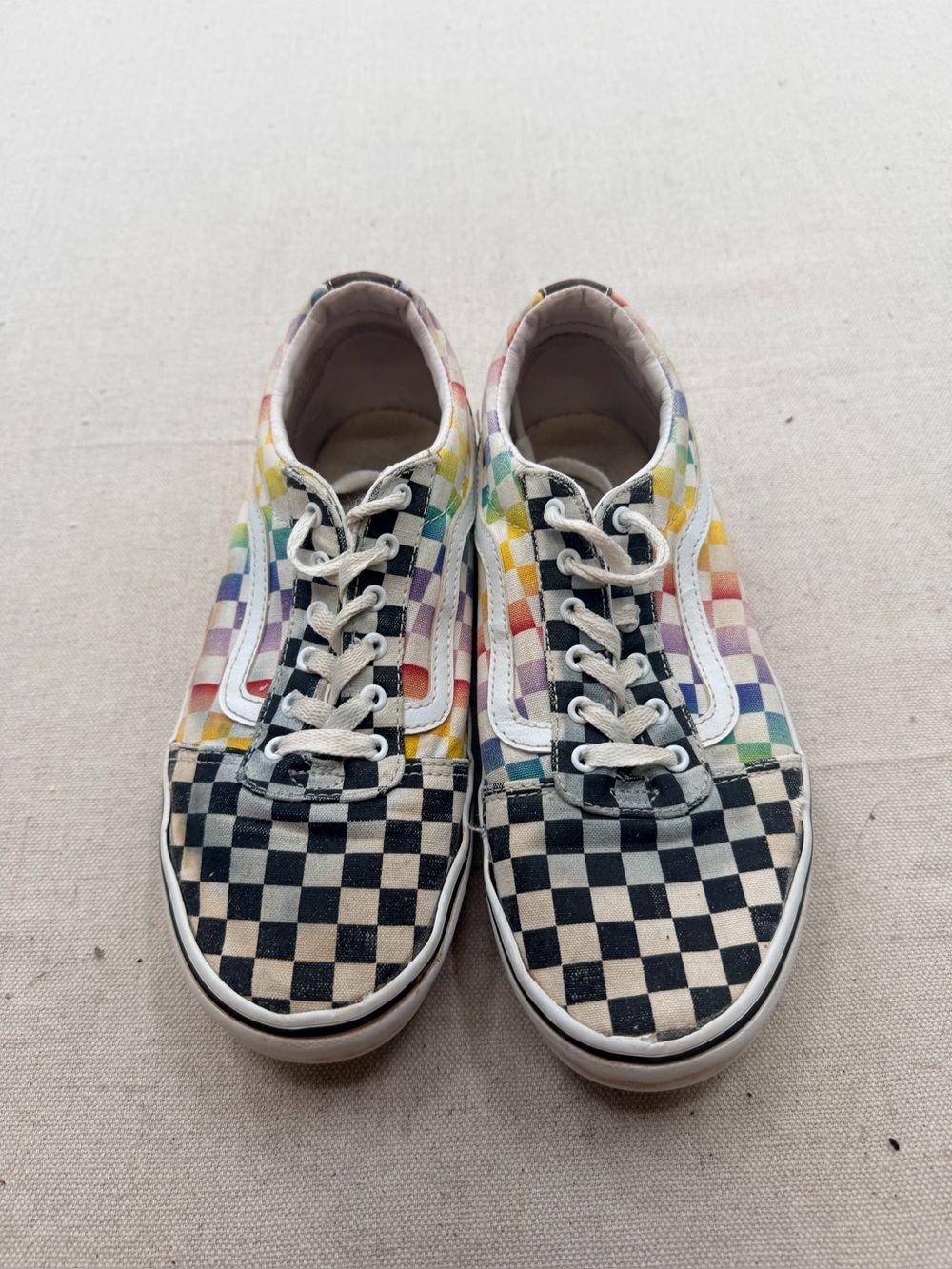 Vans Checkerboard Rainbow Low-Top Sneakers